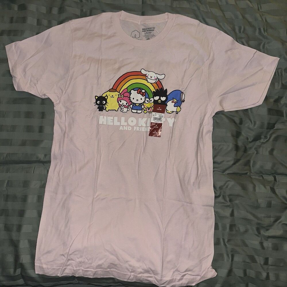 Sanrio Hello Kitty and Friends Rainbow Graphic T-Shirt Pink Medium